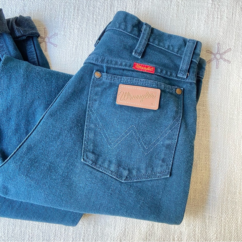 Vintage Wrangler high rise straight jeans women’s 9/10 28” teal blue mom dad